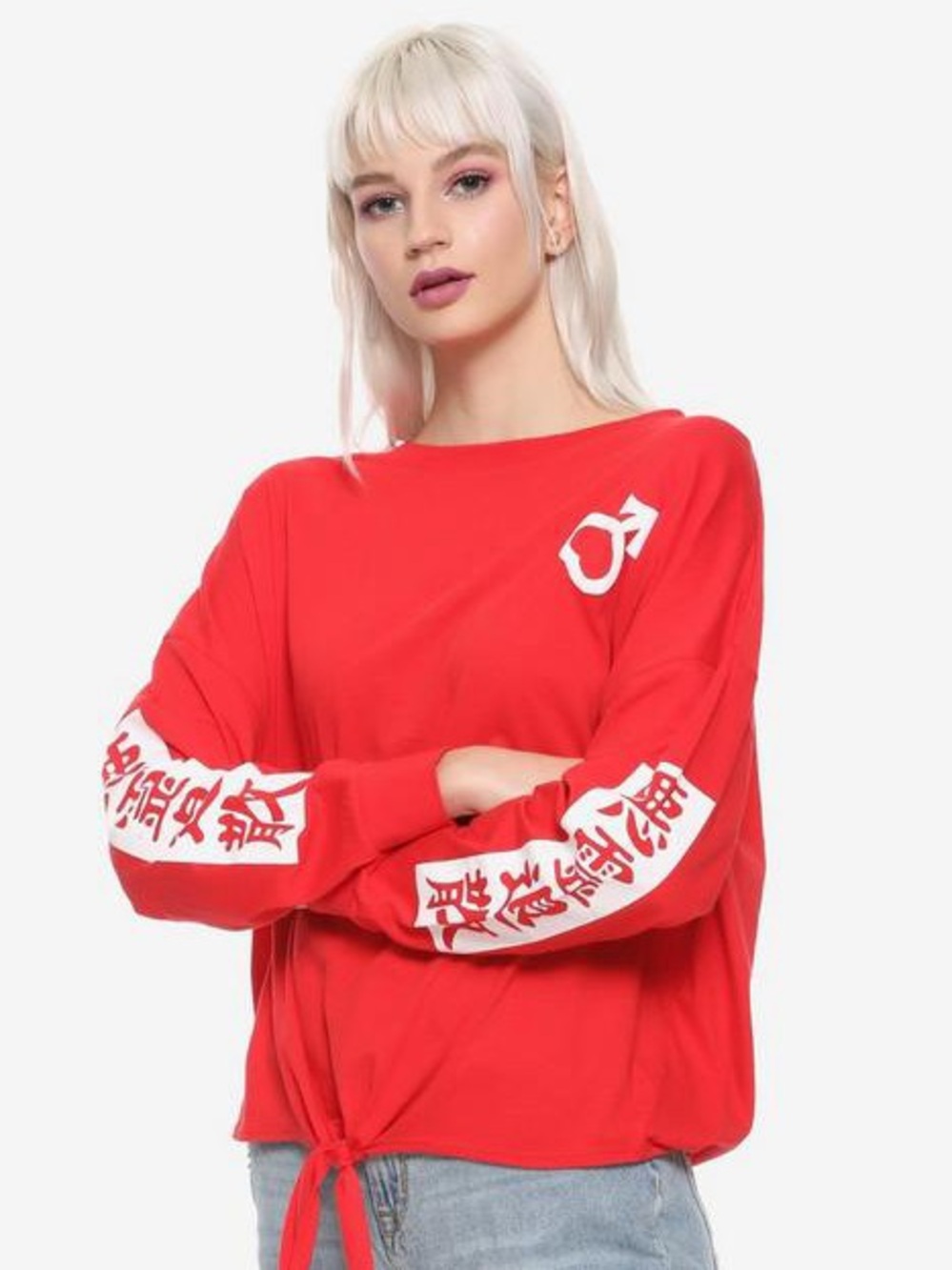 Sailor Moon Sailor Mars Tie Front Girls Long-Sleeved T-Shirt Hot Topic Exclusive
